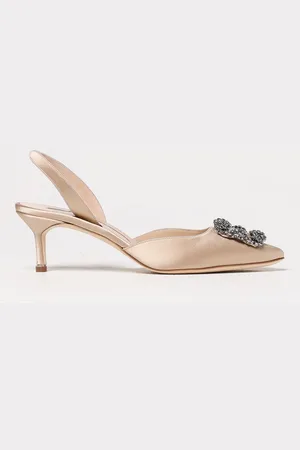 Manolo Blahnik Slingback Mayslibi in raso con fibbia gioiello