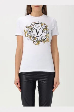 VERSACE T-shirt in cotone con stampa V