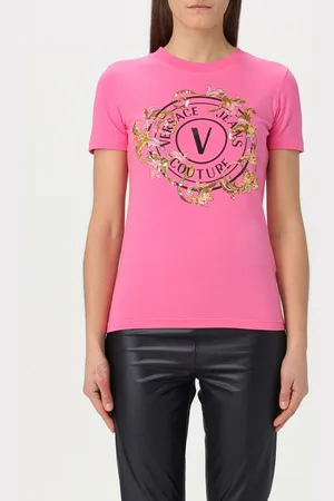 VERSACE T-shirt in cotone con stampa V