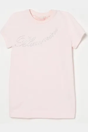 MISS BLUMARINE Abito a t-shirt con logo di strass