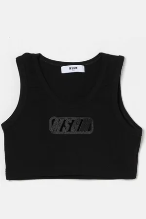 Msgm Canotta crop in cotone con logo