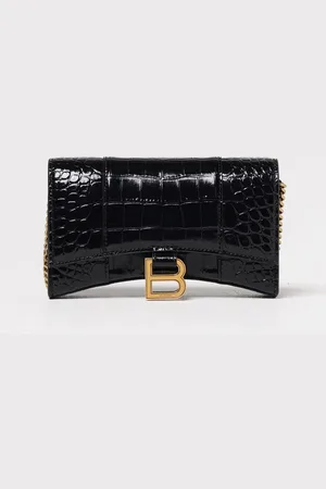 Balenciaga Borsa wallet Hourglass in pelle spazzolata stampa cocco