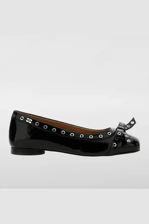 Ganni Ballerina Eyelet Bow in pelle sintetica con occhielli metallici e fiocco