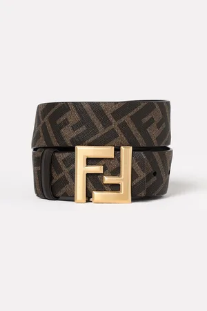 Fendi Cintura Squared FF reversibile in pelle e cotone spalmato