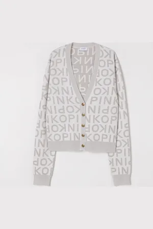 Pinko Cardigan a v con logo all-over