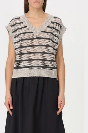 Brunello Cucinelli Gilet in misto lino con paillettes
