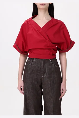 Brunello Cucinelli Blusa in cotone con monile nickel-free