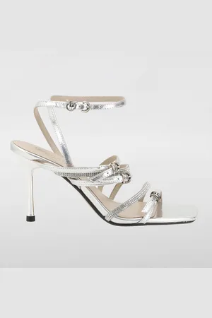 Pinko Sandalo Lisa in pelle laminata con strass