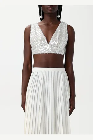 Serafini Top cropped in tessuto paillettato