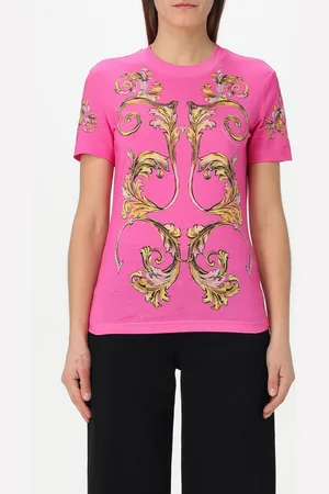 VERSACE T-shirt in cotone con stampa barocca