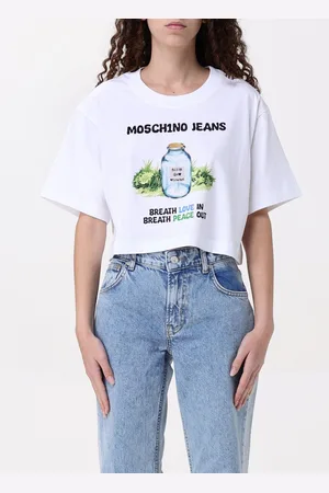 Moschino T-shirt crop in cotone stampato