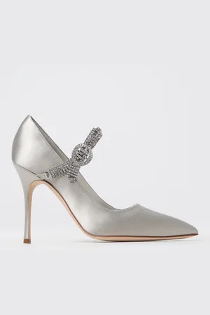 Manolo Blahnik Décolleté Hamedi in raso con cinturino gioiello