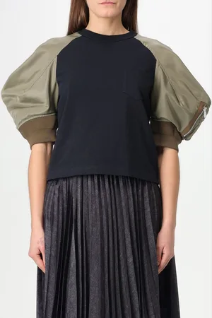 SACAI T-shirt in cotone e nylon