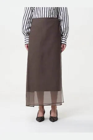 Brunello Cucinelli Gonna pareo in twill e georgette