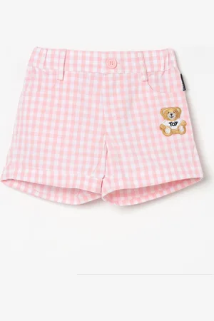 Moschino Pantaloncino in cotone vichy con ricamo Teddy