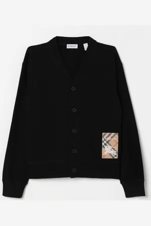Burberry Cardigan con toppa check e logo