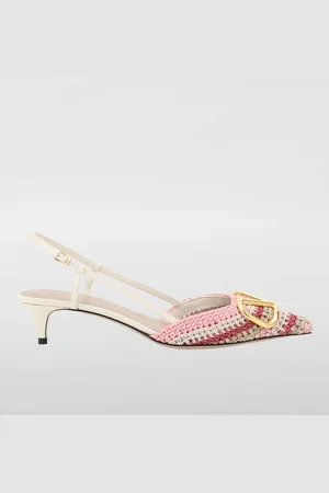 VALENTINO GARAVANI Slingback VLogo Signature in viscosa crochet e pelle