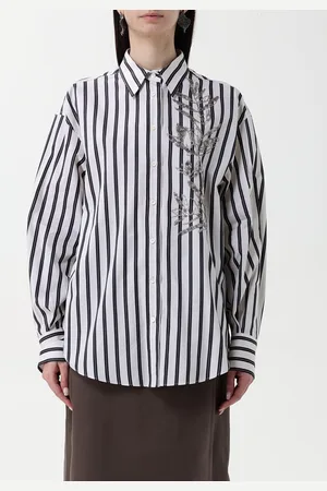 Brunello Cucinelli Camicia in cotone e seta a righe