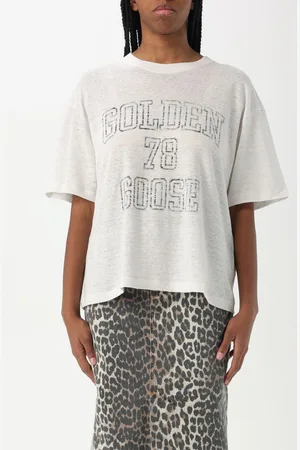 Golden Goose T-shirt in lino con logo