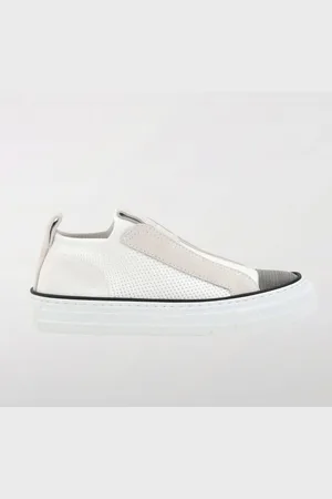 Brunello Cucinelli Sneakers in pelle e viscosa stretch con monile