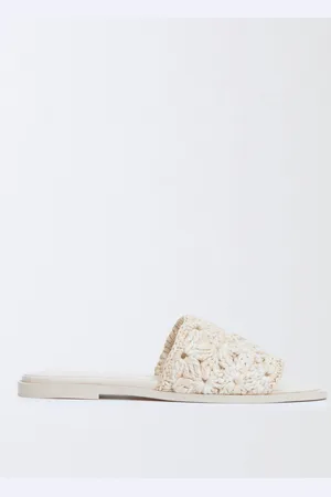 Fabiana Filippi Mules in rafia e cotone crochet