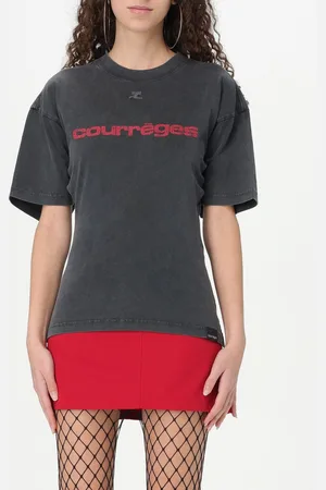 Courrèges T-shirt in cotone con stampa logo CourrÈges