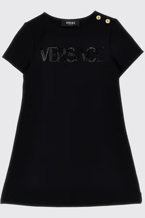 VERSACE Abito in viscosa con logo di paillettes