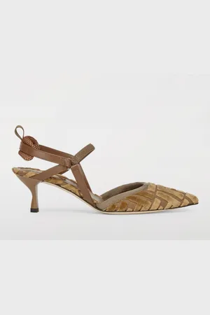 Fendi Slingback Colibrì in pelle e ciniglia con monogram floccato
