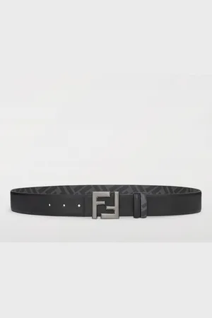 Fendi Cintura Squared FF reversibile in pelle e cotone spalmato