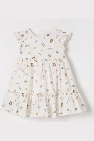 Moschino Abito in cotone con stampa Teddy all-over