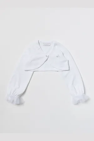 MONNALISA Cardigan cropped con logo di strass