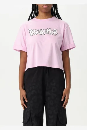 DISCLAIMER T-shirt crop in cotone con stampa logo