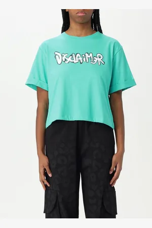 DISCLAIMER T-shirt crop in cotone con stampa logo