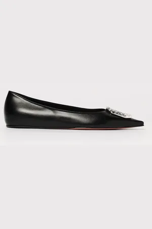 Amina Muaddi Ballerina Camelia in nappa con fibbia gioiello