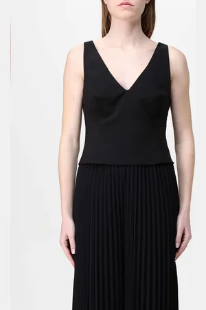 HH COUTURE Top a v in poliestere con maxi fiore