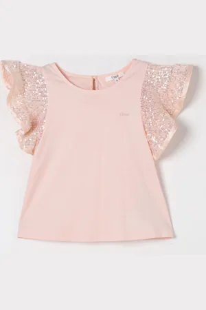 Chloé Top in cotone con maniche di paillettes