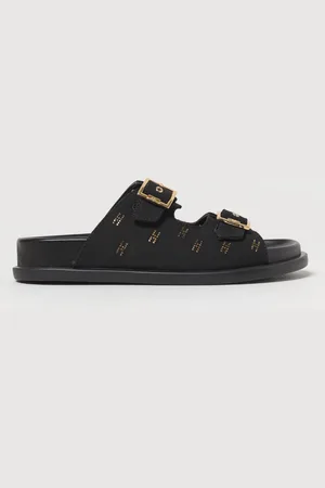 Elisabetta Franchi Sandalo in tessuto con monogram di strass
