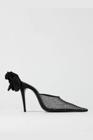 MAGDA BUTRYM Mules in nylon a rete con cristalli e fiore
