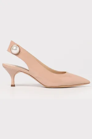 Casadei Slingback Tiffa in vernice con perla cabochon