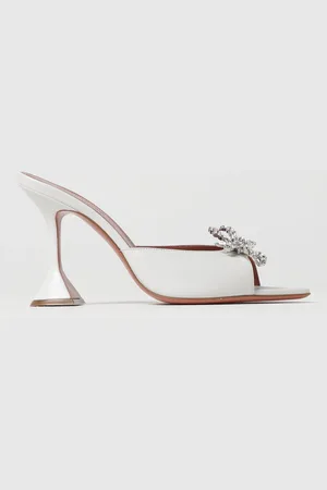 Amina Muaddi Mules Rosie in nappa con fiocco gioiello