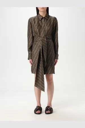 Fendi Abito chemisier in seta con stampa monogram