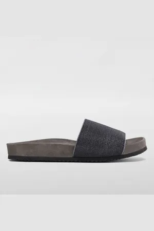 Brunello Cucinelli Sliders in camoscio con monile