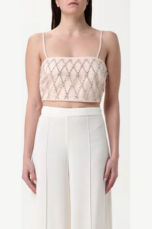 SIMONA CORSELLINI Top crop a fascia con cristalli