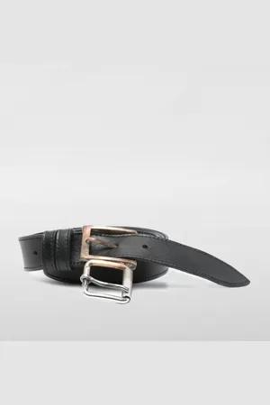 MAGLIANO Cintura in pelle con doppia fibbia dal finish invecchiato