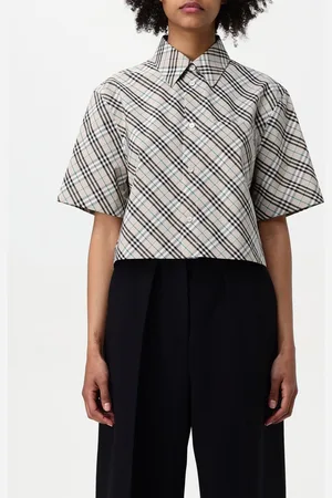 Burberry Camicia cropped in cotone con stampa check