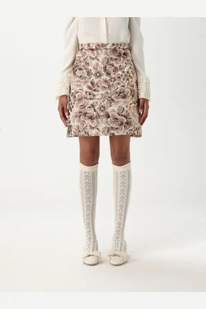 VALENTINO Gonna mini in misto lana con stampa floreale