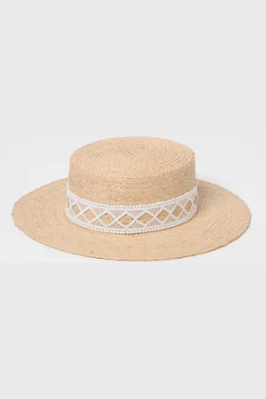 Borsalino Cappello in rafia con fettuccia crochet