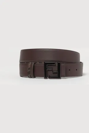 Fendi Cintura Squared FF reversibile in pelle e cotone spalmato