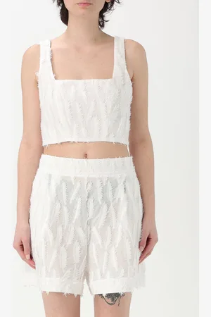 FEDERICA TOSI Top crop in misto cotone con frange