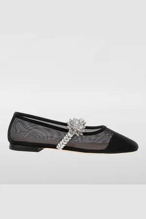 Mach & Mach Ballerina Lotus Flower in nylon a rete con cristalli pavè